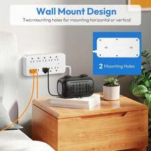 1/2PC Surge Protector Power Strip - 8 Widely Outlets With 4 USB Ports (1 USB C), Outlet Extender With Flat Plug, Wall Mount, Desk USB Charging Station - US B Type Plug(110-127V) - View 7