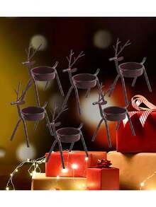 Christmas Reindeer Candle Holder, Iron Reindeer Candle Holder Stand, Christmas Party Dining Table Center Decor Reindeer Candle Holder, Christmas Party Tabletop Decor, Christmas Fireplace Mantel Reindeer Figurine Decor, Best Holiday Gift For Family And Friends, Christmas Room Decoration Home Decor