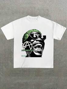 Hysteria Graphic Tee,Comfortable Casual Short Sleeve, 220 Grams Heavyweight Cotton Printed T-Shirt,Halloween - White - View 1