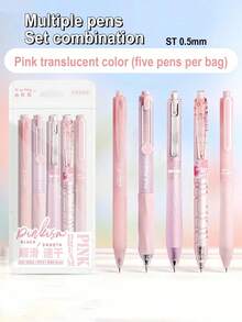 5/10 Pcs Fashionable Retractable Neutral Pens, 0.5mm Fine Point, Black Ink, Quick Dry No Bleed, Smooth Writing Pen, Aesthetic Pens For Writing Drawing Journaling Note Taking, Gifts Suitable For Exams, Office Work & Stationery Back To School