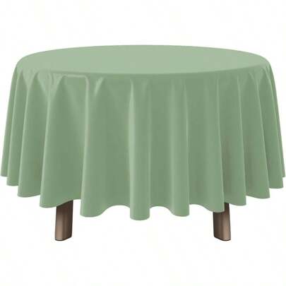 6Pack Sage Green Plastic Tablecloths Round Light Green Tablecloth Waterproof Disposable Round Sage Table Cover Birthday Bridal Wedding Shower Party Decorations, 84Inch
