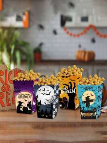 8pcs Foldable Halloween Paper Boxes, Bloody Hand Design, For Snack, Popcorn, Party Decor,Christmas - Multicolor - View 7