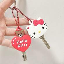 Sanrio Kawaii Hello Kitty 硅胶钥匙扣防尘保护套卡通My Melody钥匙扣便携防丢玩具派对礼物