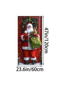 1pc Christmas Santa Claus & Rabbit Snowy Landscape Polyester Door Banner, Holiday Hanging Decor, Suitable For Christmas New Year Home/Shop Door Wall Decoration - Multicolor - View 11