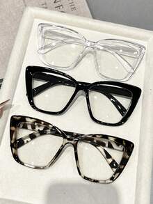 1副/3-4副女士休闲时尚猫眼透明眼镜，适合日常阅读、办公、徒步旅行、聚会等场合。