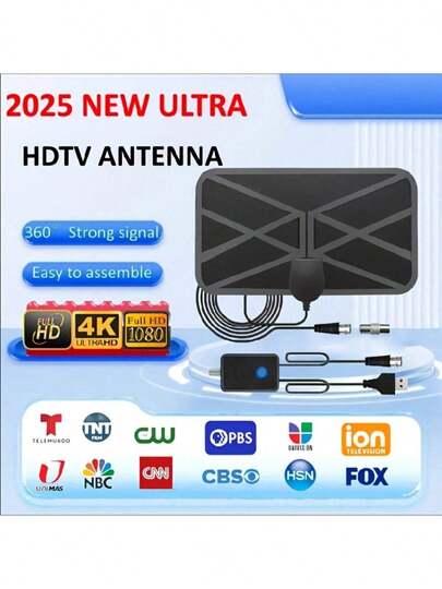 2025 Indoor HDTV Antenna With Enhanced Signal Amplifier - Supports 4K And 1080P, Smart TV Long-Distance Connection