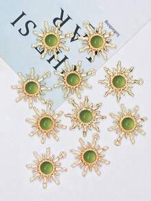 10pcs Baroque Style Transparent Jelly Color Gemstone Sunflower Jewelry Accessories DIY Earrings Bracelet Necklace Alloy Pendant