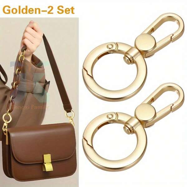 Double Opening Spring Hook, Push Door Spring Hook Metal Rotating Lobster Claw Buckle, Keychain With Ring Spring Hook, Suitable For Diy Crafts, Lanyards, Keychains, Handbags, Backpacks, Wallets, Bag Straps, Key Rings, Mobile Phone Cases, Diy Craft Supplies, Shoulder Bag Luggage Straps, Etc., Unisex Gold, Gun Black, Silver