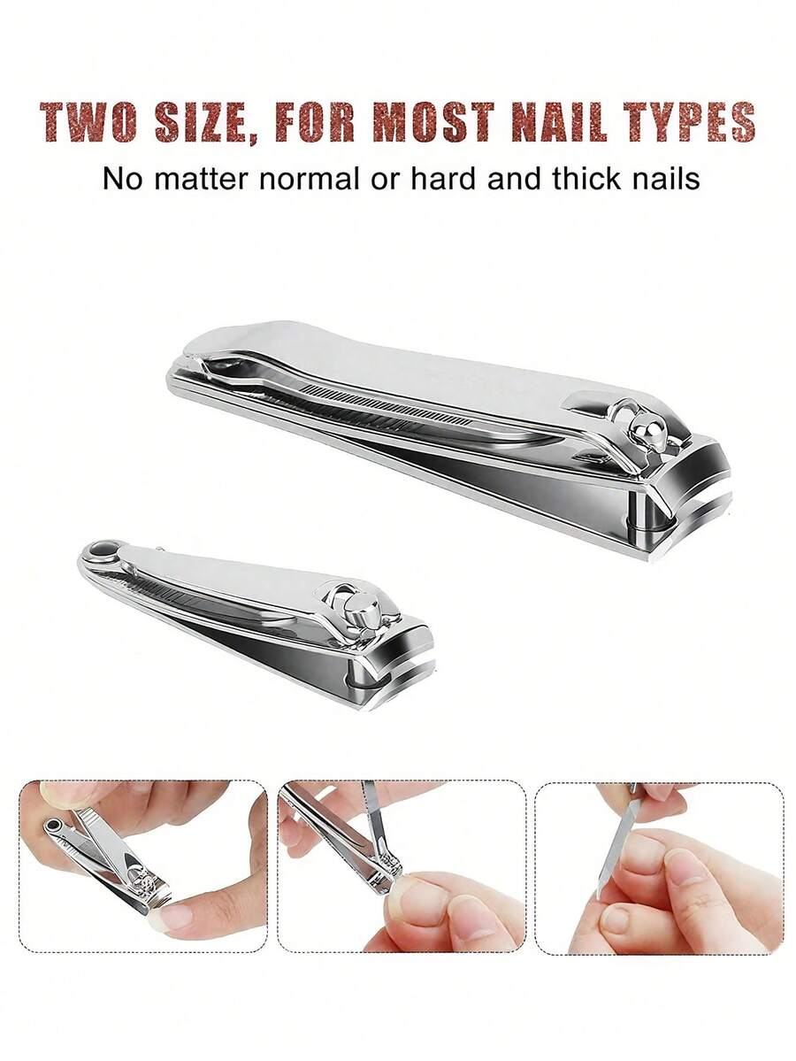 4 件套指甲钳套装：防溅指甲钳，高品质不锈钢指甲钳和脚趾甲钳，耐用刀片，适合每个人的指甲护理工具，卧室、浴室、指甲清洁和修剪 - 彩色 - 查看 1