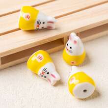 5pcs Cute 15*23mm 3D Rabbit Handpainted Ceramic Beads, Suitable For DIY Bracelet, Necklace, Earrings, Phone Charm, Keychain, Jewelry Making, Loose Beads With Hole - Rabbit - View 17