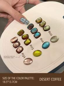 1瓶15毫升猫眼绿色凝胶指甲油，2025新款晶莹闪亮秋冬流行沙漠咖啡棕色猫眼凝胶美甲套装，沙龙专用 - 彩色 - 查看 2