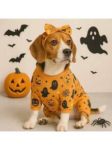 Ropa nueva para mascotas para Halloween y Navidad, pijama de 4 patas con estampado de oso, ropa informal y cómoda antipelusa adecuada para perros pequeños como Corgi, Bulldog Francés, Teddy, para todas las estaciones