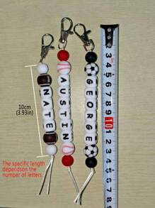 1PC Custom Silicone Keychain, Personalized Name Beaded Sports Keychain/Bag Chain - Boys, Backpack, Basketball, Football, Baseball, Rugby,Volleyball,Tennis,Durable,Colorful,Cute,Adorable,Funny,Kawaii,Y2K,Stylish,Unisex,Casual,Custom,Personalized,Unique,Customized,Ideal Gifts For Him,Ideal Gifts For Her,Her,Boyfriend,Girlfriend,Family,Friends - Silicone Keychain - View 11