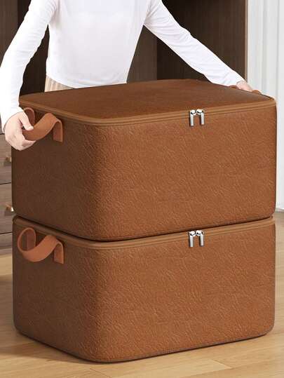 1 حقيبة تخزين الملابس، حقيبة تخزين جلدية جديدة، حقيبة تخزين البطانيات، حقيبة فرز الملابس، حقيبة فرز وتخزين الخزانة، حقيبة تخزين الملابس الموسمية، حقيبة تخزين قابلة للطي وللحمل، مناسبة لتخزين الملابس والبطانيات والملاءات في المنزل والسكن الجامعي، تستخدم لديكور المنزل وغرفة النوم