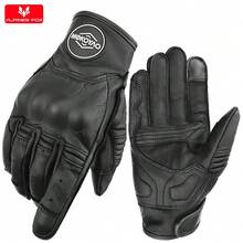ALPINES FOX Summer Retro Perforated Leather Motorcycle Gloves Men Women Full Finger Motocross Biker Gloves Moto Equipment M-XXL
