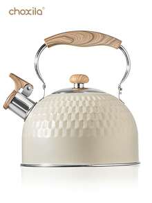 choxila 1个2升白色锤纹鸣笛水壶，适用于燃气灶，适合家庭、茶馆等各种场合，厨房用品，返校用品，旅行配件 - 響壺 - 查看 6