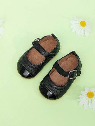 Comfortabele Mary Jane Prewalker-schoenen voor babymeisjes, superzachte platte schoenen PU (0-1 jaar), prinsessenschoenen voor verjaardagsfeestjes