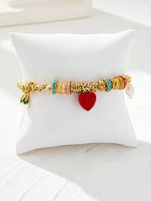 1 件传统蓝花珐琅串珠手链，中国风金手镯，时尚别致的女士日常佩戴首饰 - 多色 - 查看 9