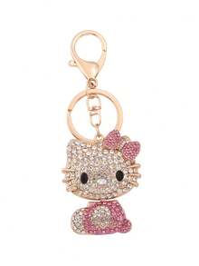 Sanrio قلادة مفتاح السيارة مرصعة بالراين ستون لهالو كيتي من سانريو، قلادة معدنية بشكل فراشة لحقيبة كيتي، قابلة لإعادة الاستخدام لتثبيتها على المفاتيح أو حلقات الحزام أو الحبال أو الحقائب، لتزيين حقيبتك أو محفظتك أو الحقيبة الظهرية