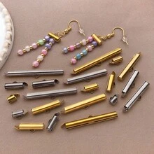 10 buah Gesper Ujung Geser Stainless Steel 304, Gesper Tabung, Penutup Ujung Geser, Aksesoris Perhiasan, Perlengkapan untuk Pembuatan Perhiasan DIY - MultiWarna - View 5