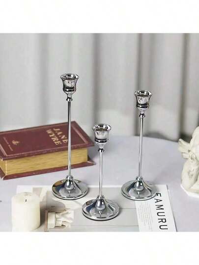 3/6/12/30pcs Set Vintage Creative European Style Metal Candle Holders, Simple Design, Wedding Decor, Bar Party, Living Room, Dining Room Candle Holders