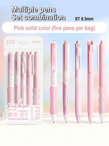 5/10 Pcs Fashionable Retractable Neutral Pens, 0.5mm Fine Point, Black Ink, Quick Dry No Bleed, Smooth Writing Pen, Aesthetic Pens For Writing Drawing Journaling Note Taking, Gifts Suitable For Exams, Office Work & Stationery Back To School