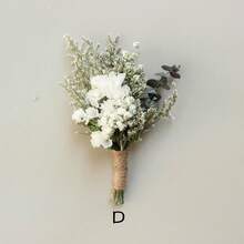 1/2/4/6/8/10/12 束蓝色迷你干花束、波西米亚风婚礼桌饰干花束、干蒲苇、新郎和伴郎胸花、干蛋糕花