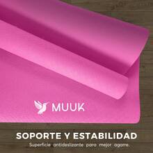 MUUK FITNESS 1 pieza Tapete de yoga antideslizante de 150x60 cm con 4 mm de grosor, tapete ligero y portátil para ejercicios de yoga, pilates, estiramientos y fitness, esterilla cómoda y estable para entrenar en casa, estudio o al aire libre - Rosa - Ver 12
