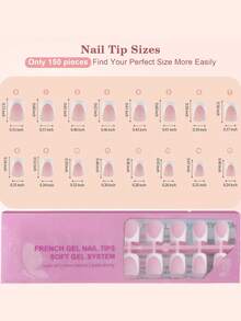 150 piezas de uñas postizas cuadradas cortas, puntas francesas rosas profundas de gel suave, usadas como uñas postizas para manualidades, estilo simple y versátil en 15 tallas adecuadas para mujeres - Rosa - Ver 5