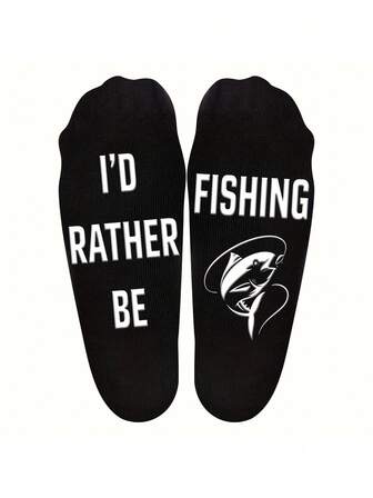 Unisex Fishing Socks, Fishing Dot Grip Mid-Calf Socks, Funny Fishing Socks, Men's Non-Slip Socks, Novelty Christmas Birthday Fishing Gift, Suitable For Men, Dads, Grandpas, Fishermen, Fall