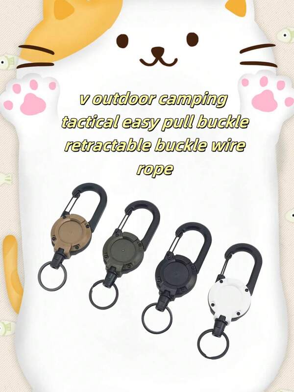 1pc Outdoor Camping Tactical Easy-Pull Lanyard: Retractable Steel Cable Multi-Functional Keychain With Camping Rebound Anti-Loss Rope