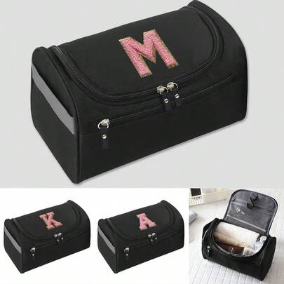 1pc Hanging Make Up Bags Cosmetic Organizer Toiletry Bag Initials A To Z Letter Pattern Makeup Bag Cosmetic Storage Bags For Man Makeup Case Large Capacity Clothing Towel Cosmetic Bag Hanging Wash Pouch Women Travel Essentials Holiday Vacation Bag For School Cruise Essentials Toiletry Bag For Women Waterproof Wash Bag For Travel For Bathroom For Men For Women