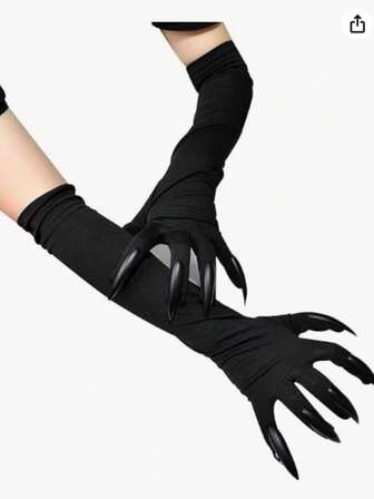 1 Pair Black Claw Gloves With Long Nails, Party Werewolf Paw Gloves Costume Props For Role Play Hand Decoration