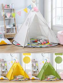 1pc White Teepee Tent, Conical Tent With Carrying Case, Foldable Portable Play Tent Suitable For Indoor And Outdoor, Camping