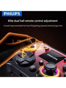 PHILIPS Controlador de juegos DLK5090 con latencia ultrabaja, joystick de efecto Hall, control inteligente de pantalla grande, función de ráfaga automática TURBO, cubierta magnética extraíble, pantalla interactiva inteligente de 1,44 pulgadas, compatible con múltiples dispositivos, gris