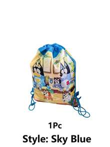 Bluey 1Pc Bluey Theme Drawstring Gift Bag Cartoon Non-Woven Storage Bag Organizer Bag Suitable For Parties And Gatherings For Storage And Decoration Of Birthday Gifts(Some Parts May Be Random)