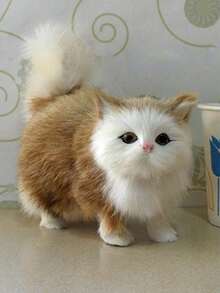 仿真猫仿真猫玩具可爱公仔仿真猫动物猫花猫摆件圣诞礼物生日礼物（款式随机） - 黑色 - 查看 3