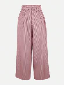 Pantalones anchos de pierna ancha con botones decorativos y estampado de rayas, de moda casual para mujer - Rosa - Ver 5