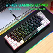 لوحة مفاتيح سلكية من HXSJ مع كابل USB-C قابل للفصل، تصميم محمول، إضاءة RGB، وبنية غشائية مناسبة للاستخدام المنزلي والمكتبي والألعاب، سلكي فقط - متعدد الألوان - مشاهدة 4