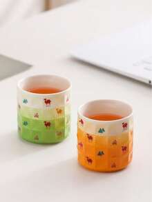 1 Pc Ceramic Coffee Cup, 165ml/5.6oz Tea Cup, Colorful Desert Camel Pattern Mug For Water, Juice, Latte, Espresso, Saudi Coffee, Arabic Coffee, Suitable For Home, Restaurant, Kitchen, Office, Cafe, Gathering, Party, Cute Drinkware, Practical Tableware