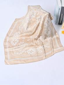 1 件佩斯利印花仿丝 27.6 英寸小方巾/头巾，男士百搭颈巾，防晒 - 紅色 - 查看 9