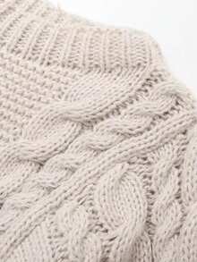 Women's Autumn Fashionable Minimalist Cable Knit Pullover Sweater