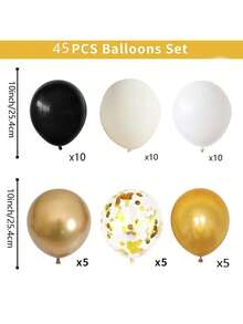 45/60pcs Black, Gold & Beige Balloon Set, Suitable For Gender Reveal Party, Bachelor/Bachelorette Party, Celebration Party, Birthday, Graduation, Anniversary, Independence Day, Bridal Shower, Christmas, Valentine's Day, Mother's Day - Multicolor - View 3