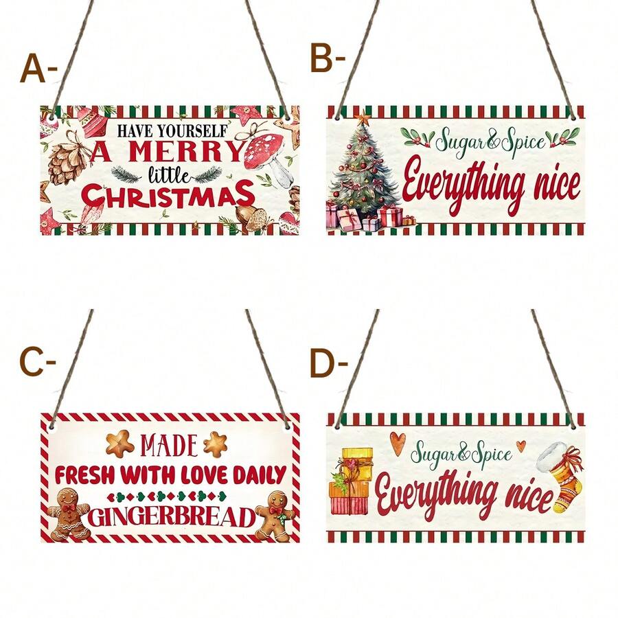 1 PIEZA Cartel de madera colgante de Feliz Navidad - Tablero de madera estilo rústico con decoración festiva - Encanto universal de porche invernal para fiesta de bienvenida, decoración de fiesta y decoración navideña exterior