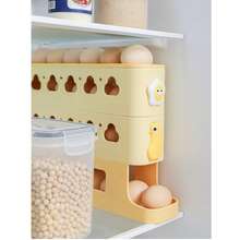 1 Estante automático de tres niveles para huevos, dispensador de huevos deslizante de gran capacidad, organizador de huevos para refrigerador de cocina, mantiene los huevos frescos, se desliza automáticamente, diseño ahorra espacio, el contenedor deslizante puede contener 24-28 huevos, hecho de plástico, no entra en contacto con los alimentos - Unidad de almacenamiento para refrigerador, bandeja de huevos de cocina, adecuada para encimeras de cocina, armarios, puertas laterales del refrigerador, fácil de limpiar, lavable