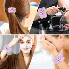 1 Pcs Wrist Towels For Washing Face-Dorbetar, Microfiber Wrist Bands For Washing Face, Spa Wristbands For Washing Face, Fluffy Towel Bands, Arm Bands For Washing Face For Woman (Purple)