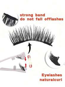 5 Boxes Magnetic Eyelashes Set, Includes 1 Applicator - No Glue Needed, Reusable, Natural Look, Multiple Styles, Easy To Wear, Suitable For All Occasions | Eyelash Extension Kit - Black - View 4