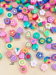 100pcs/Pack Assorted Cute Soft Clay Beads, Suitable For Bracelets And Necklaces - Multicolor - View 4
