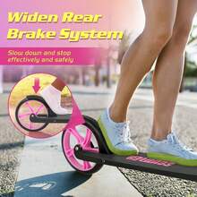 Advwin Kick Scooter Folding Scooter 3 Adjustable Height For Ages 6+ Kid Teens Pink & Black