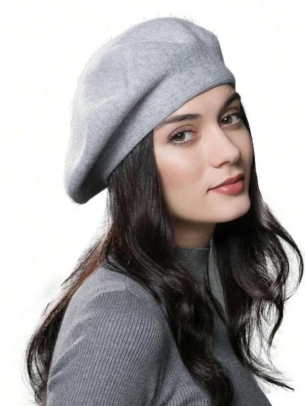 1pc Women's Beret Hat, Knitted Knitted Hat, Fashion European And American Style, Warm Ear Protection Hat, Suitable For Daily Wear And Holiday Gifts, Autumn/Winter